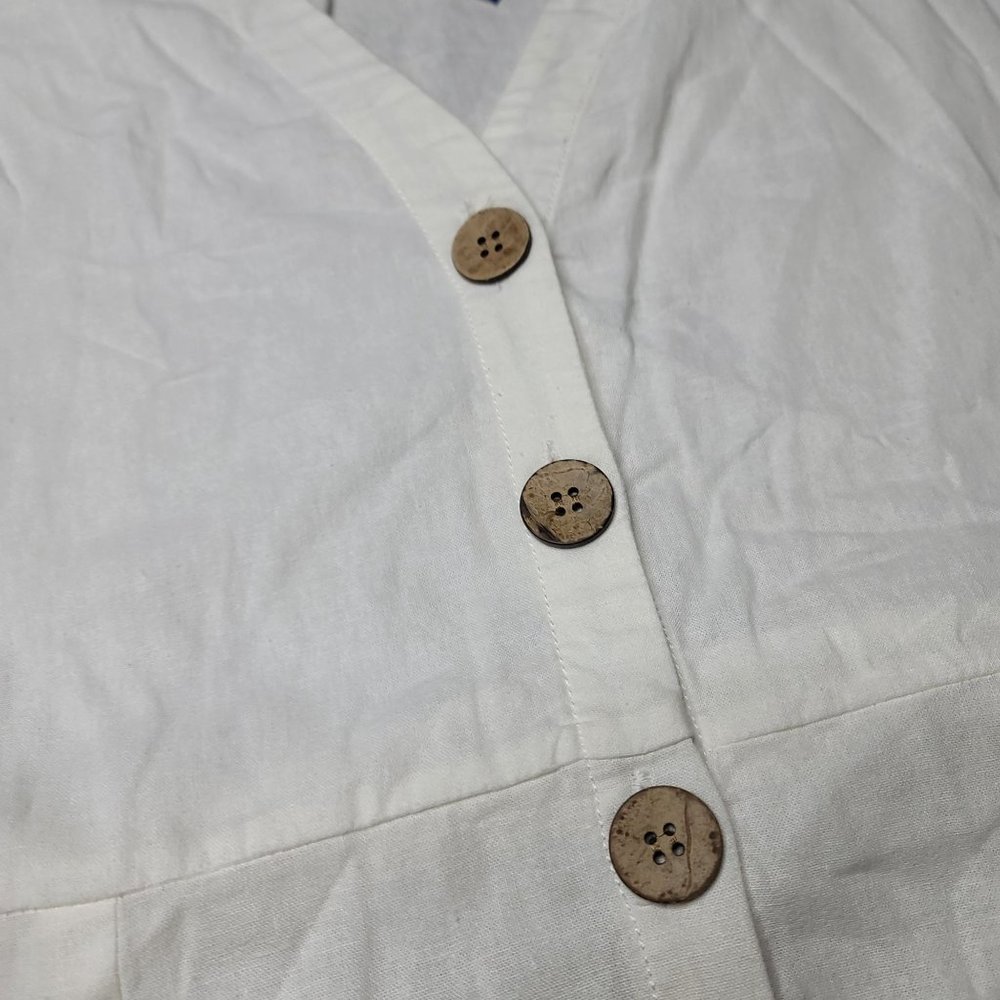 Velvet Heart NWT Calle white button linen blend dress size medium wedding beach - Picture 8 of 9